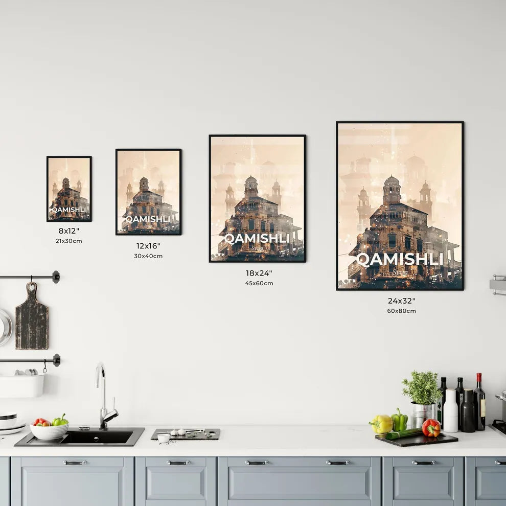 Qamishli Skyline Double Exposure Art Print Office Art