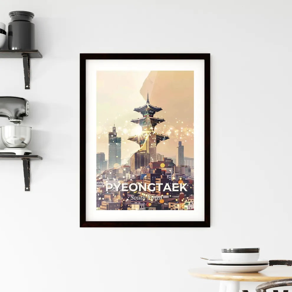 Pyeongtaek Skyline Night Vista Local Design Framed Print