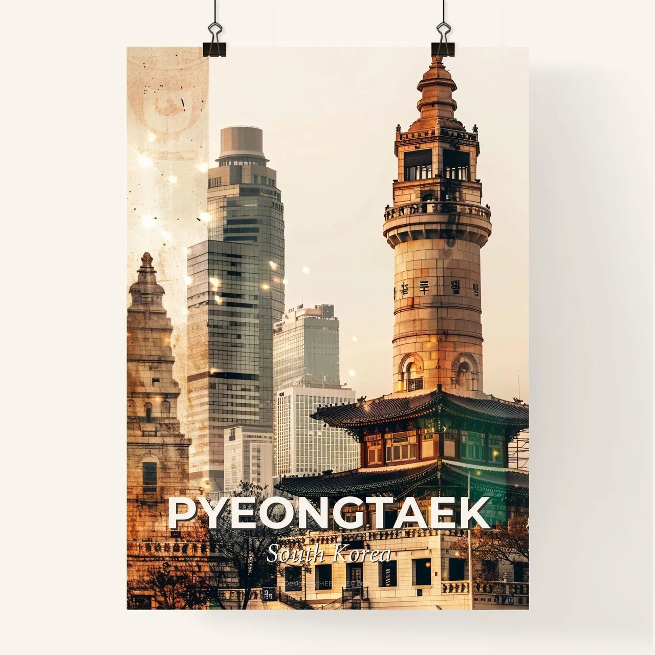 Pyeongtaek City Skyline Night Lights Composite Poster Poster