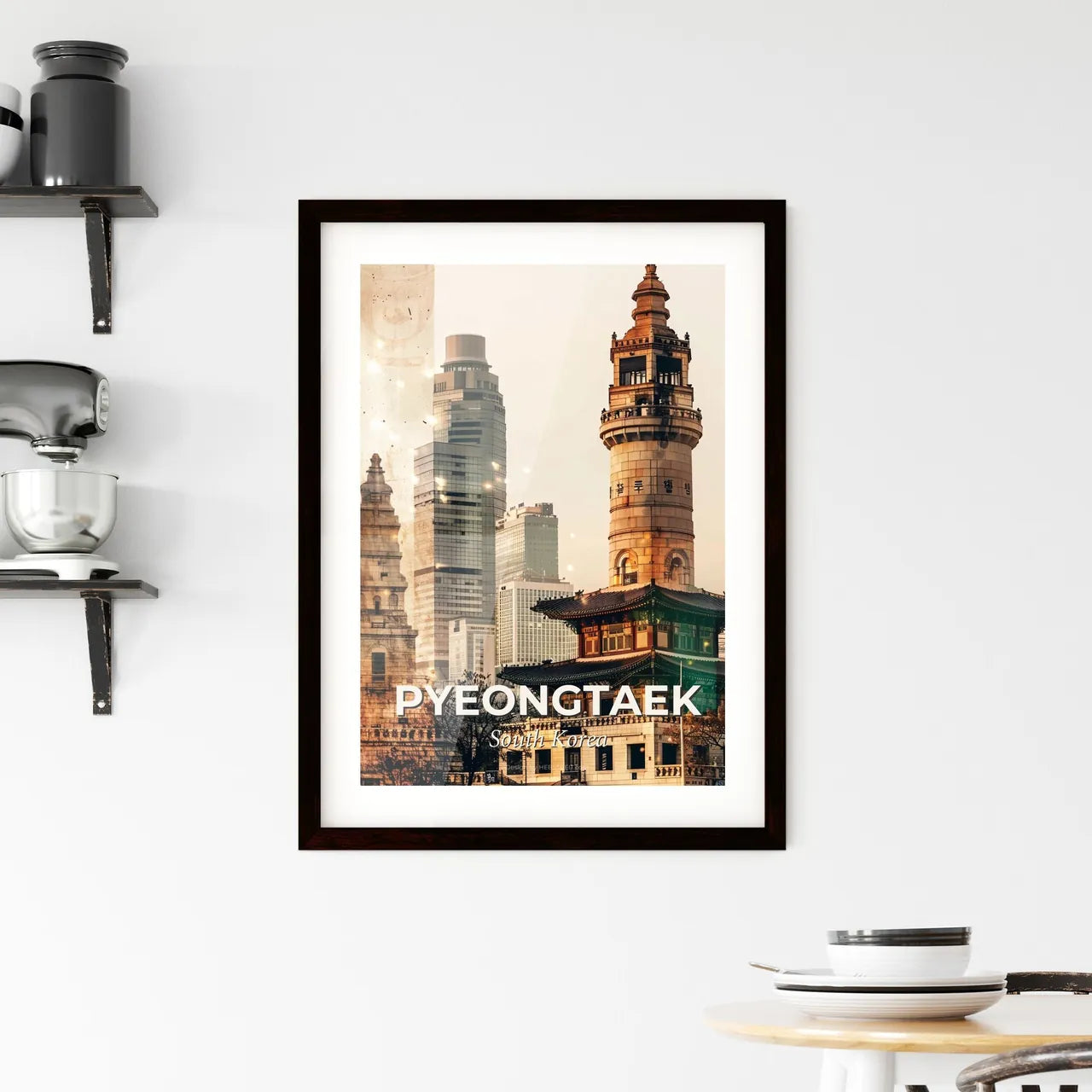 Pyeongtaek City Skyline Night Lights Composite Poster Framed Print