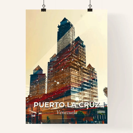 Puerto La Cruz: Double Exposure Urban Skyline Vista Poster