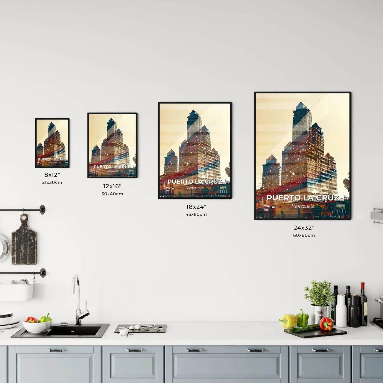 Puerto La Cruz: Double Exposure Urban Skyline Vista Office Art