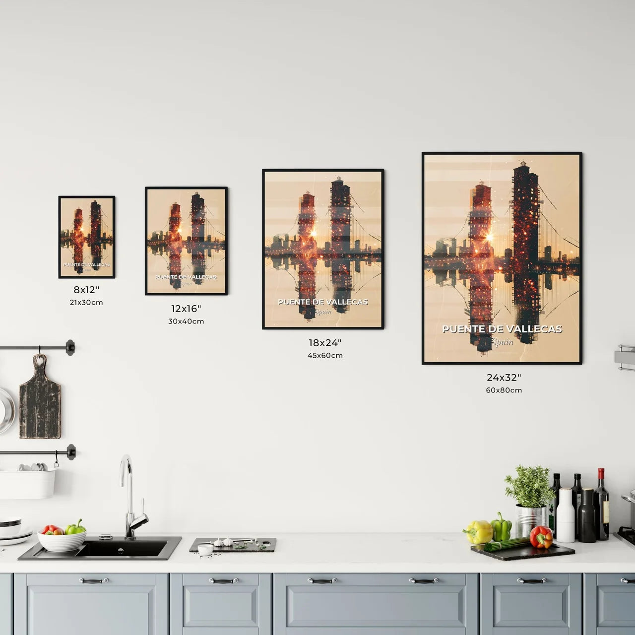 Puente de Vallecas Cityscape Icons in Double Exposure Office Art