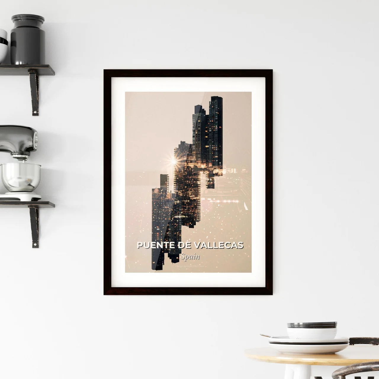 Puente de Vallecas Urban Art Poster Skyline Architecture Framed Print