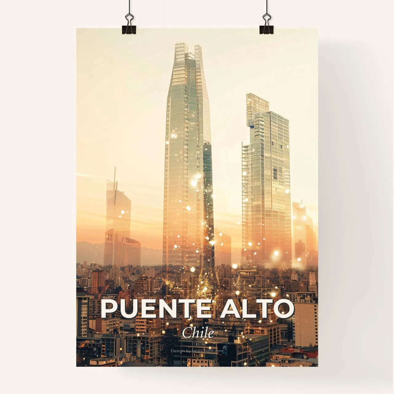 Puente Alto Glows: City Skyline Composite Art Poster