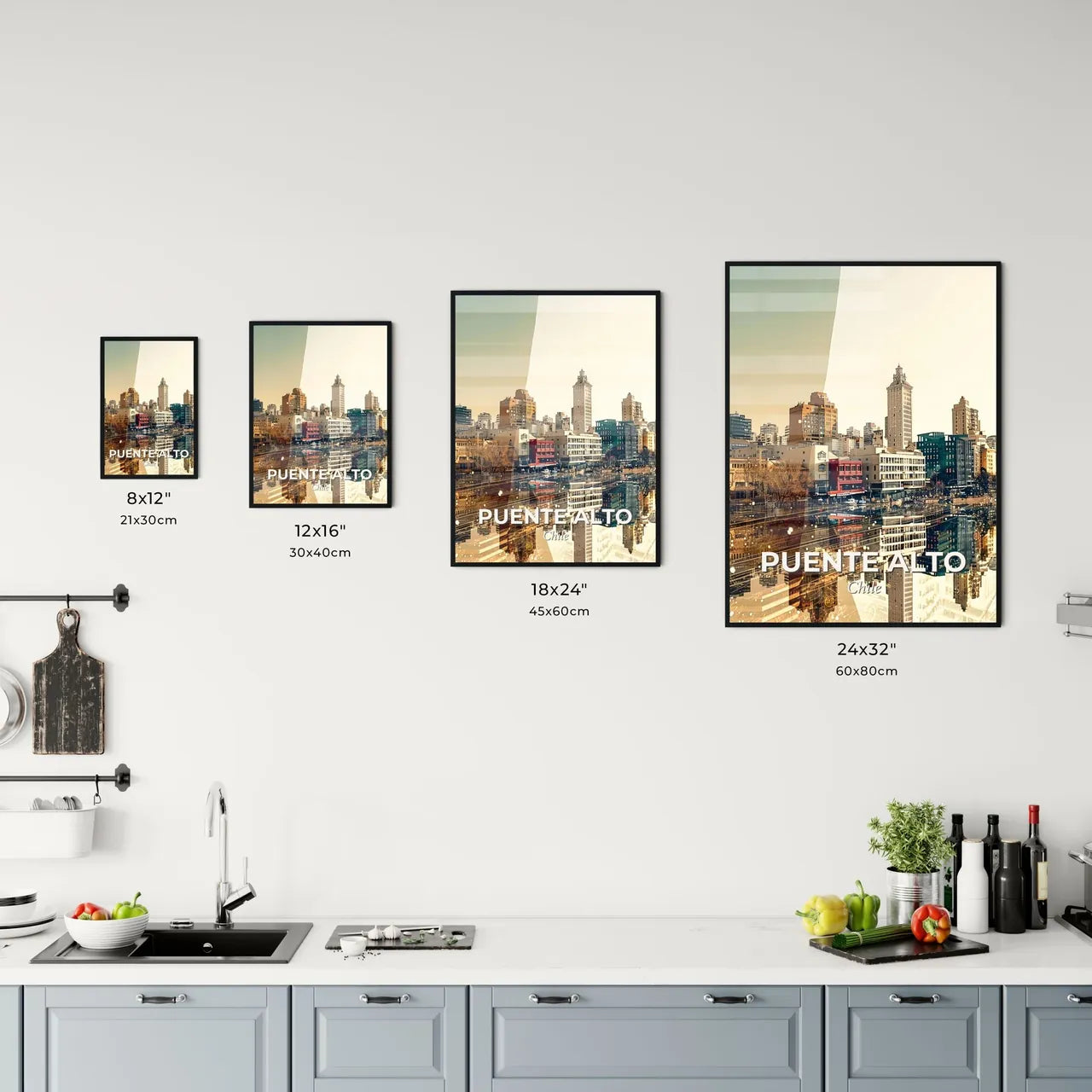 Puente Alto City Skyline Double Exposure Poster Art Office Art