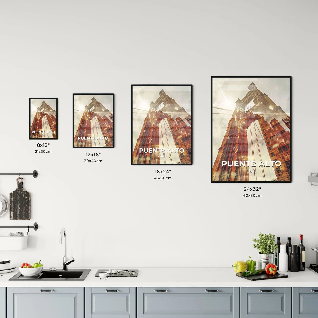 Puente Alto City Skyline Art Print in Majestic Hues Office Art