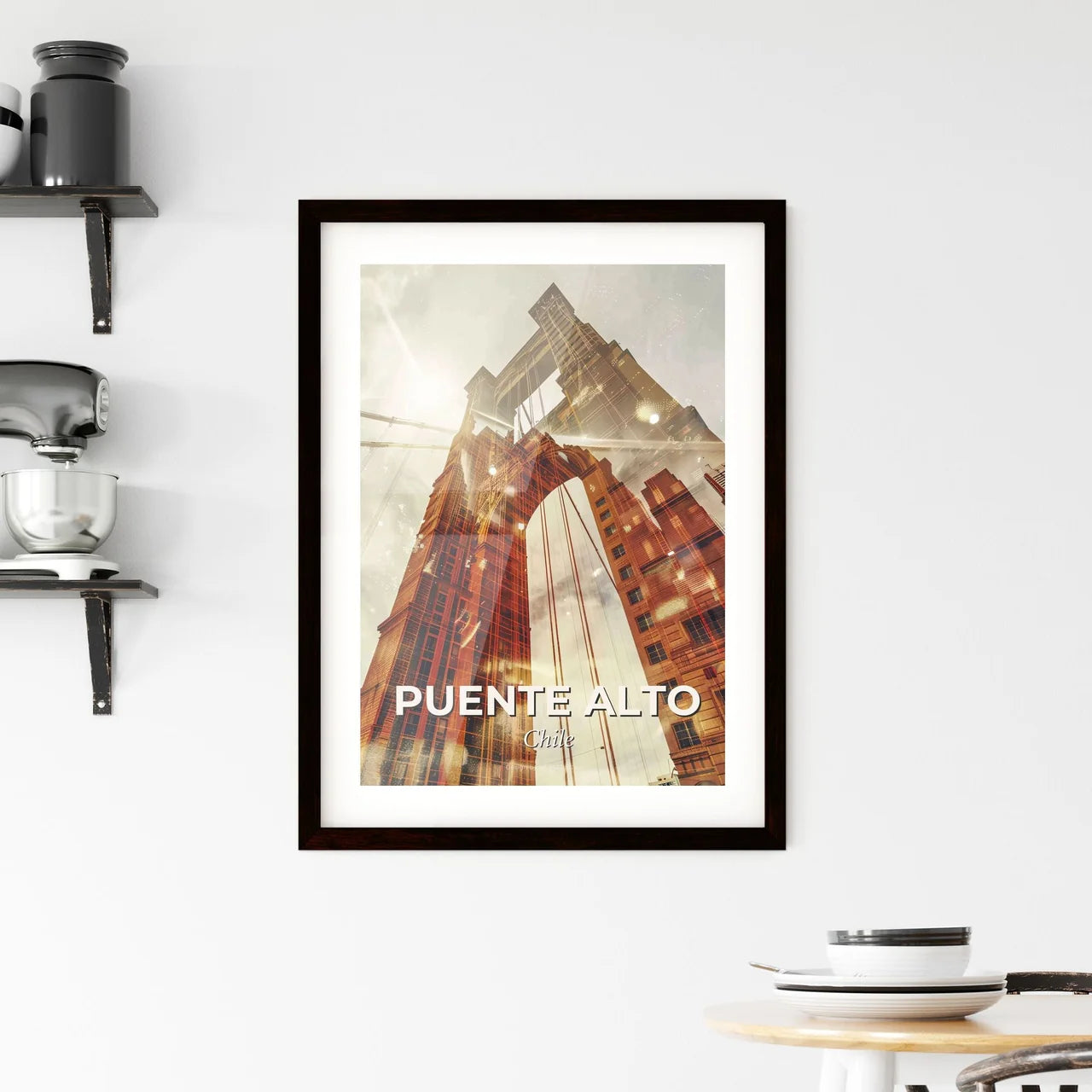 Puente Alto City Skyline Art Print in Majestic Hues Framed Print