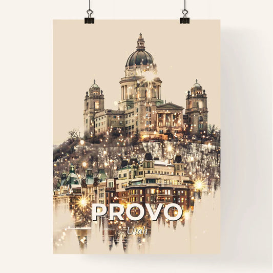Provo Skyline: Double Exposure, Bright Beige, Local Colors Poster