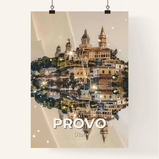 Provo City Skyline Double Exposure Poster Art Poster