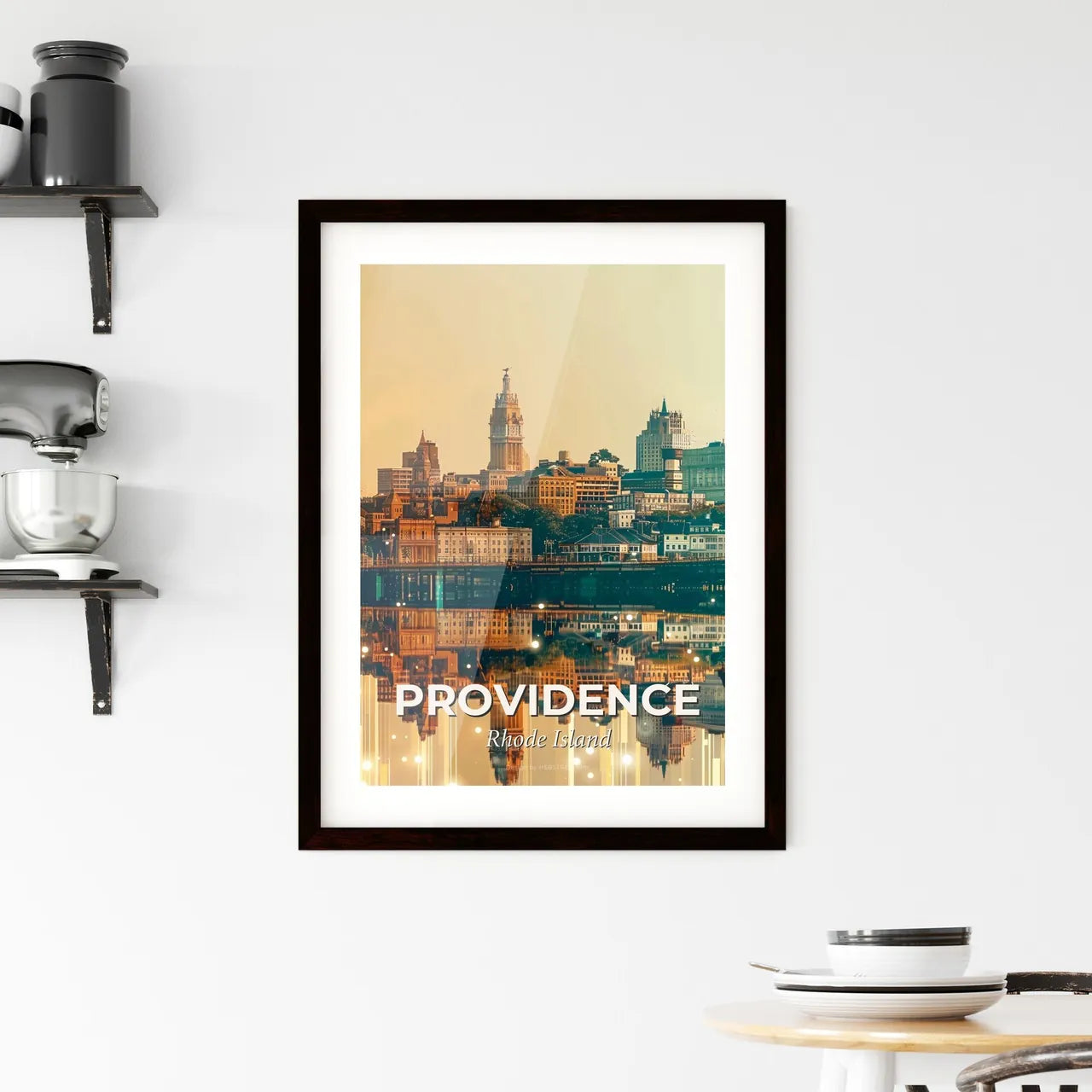 Providence Skyline Composite Art Poster Framed Print
