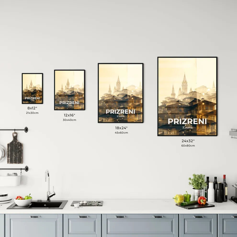 Prizren City Skyline & Local Icons Double Exposure Art Poster Office Art