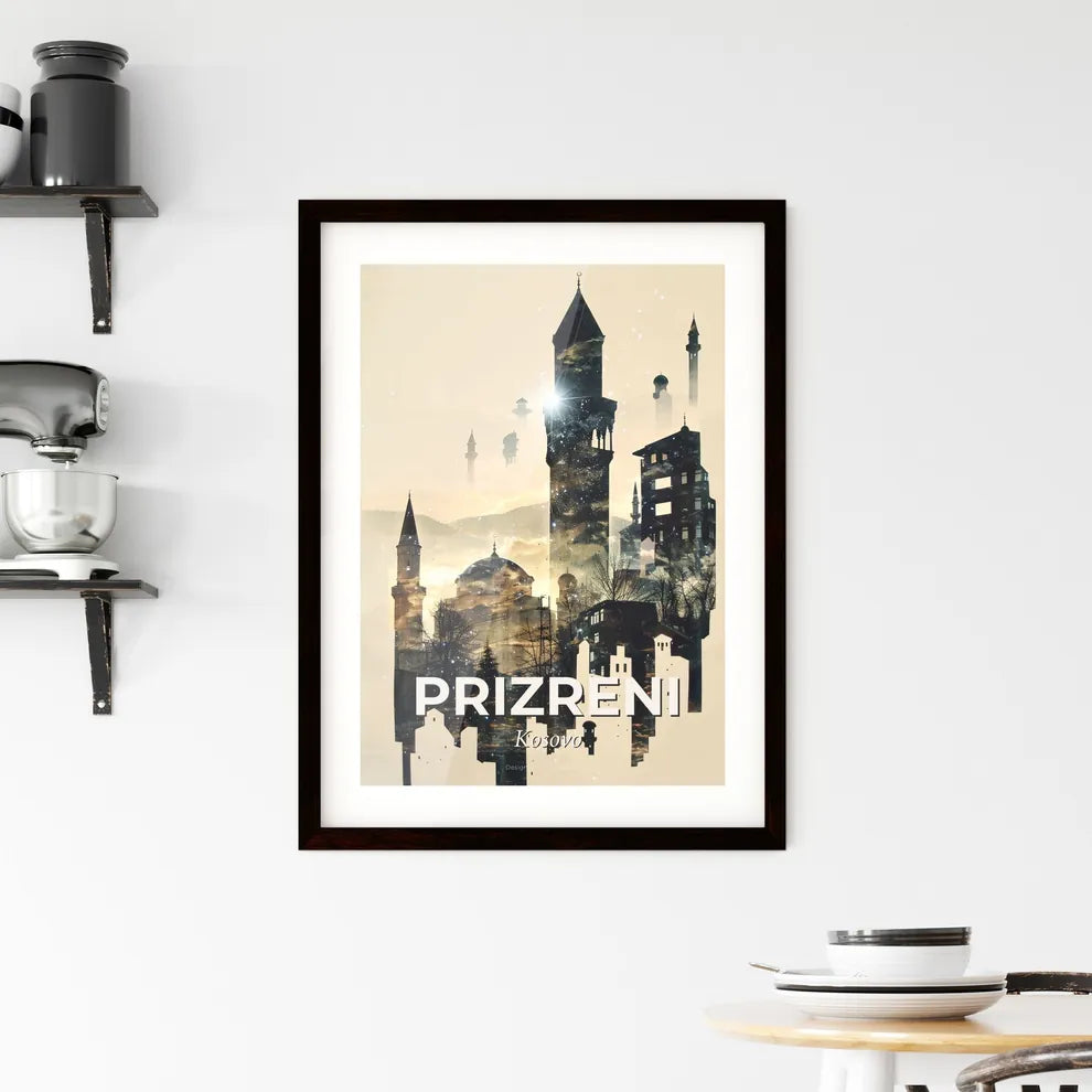 Prizren Skyline Composite Art Poster Framed Print