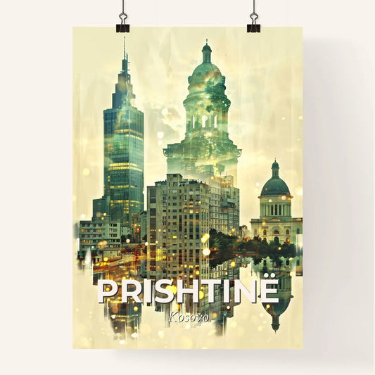 Prishtina Skyline Iconography Artistic Poster Poster