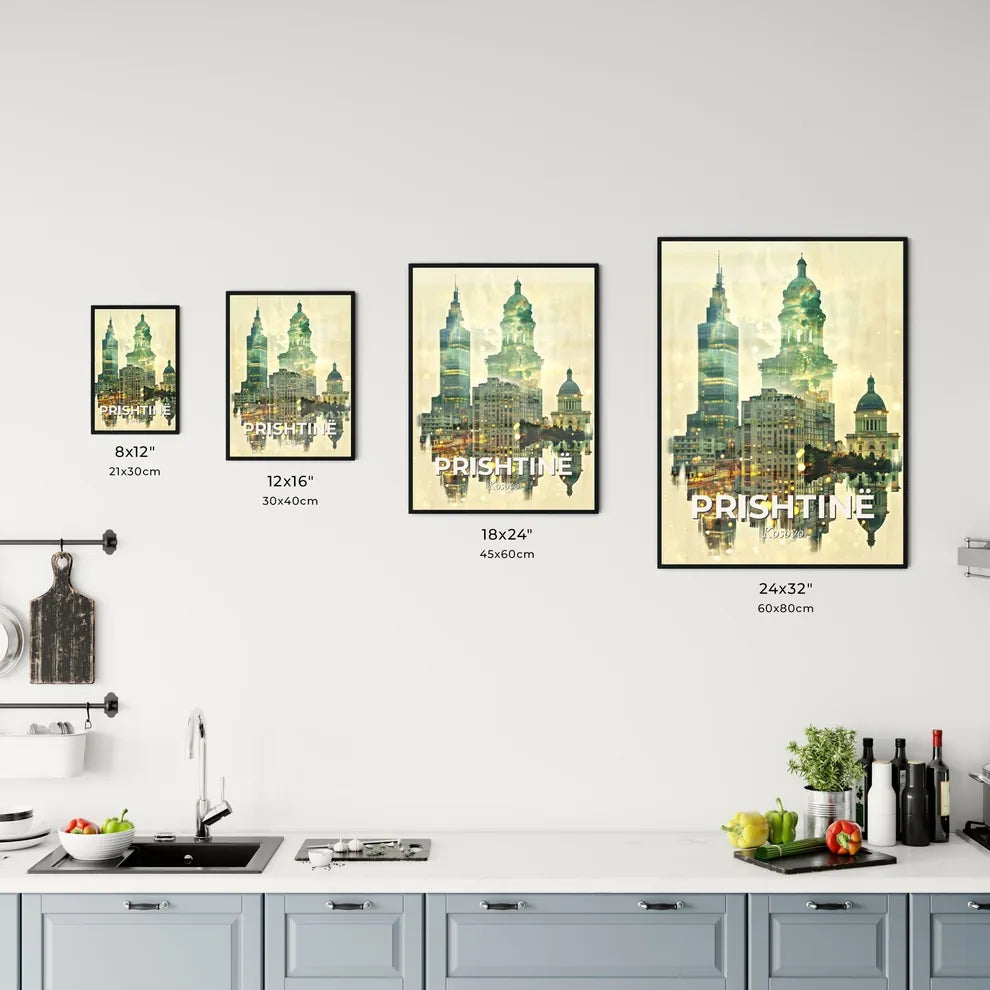 Prishtina Skyline Iconography Artistic Poster Office Art