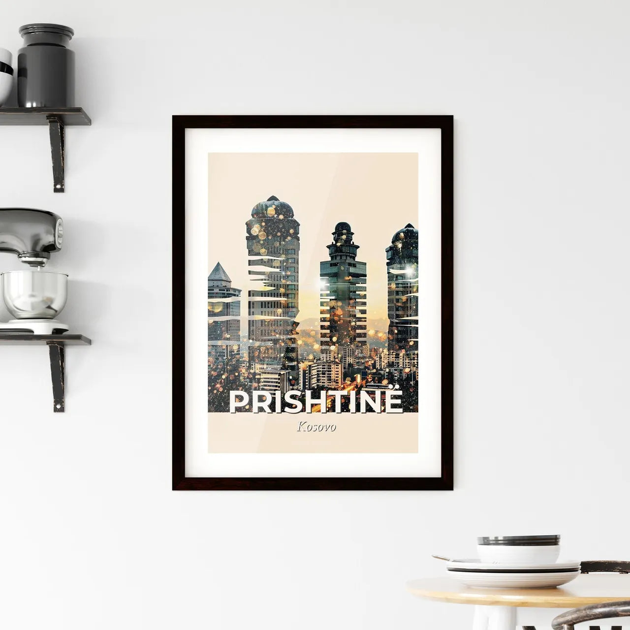Prishtina Kosovo City Skyline Poster Framed Print