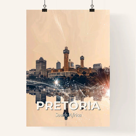 Pretoria Cityscape Double Exposure Skyline Artwork Poster