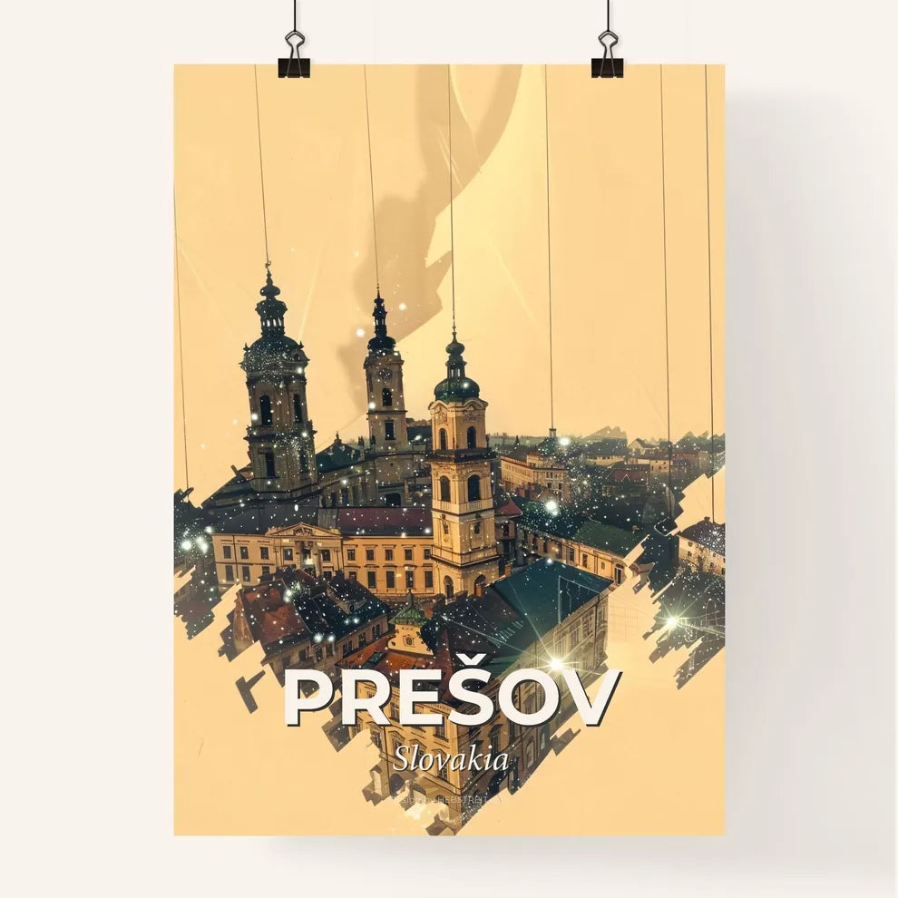 Prešov Skyline Art: Double Exposure Cityscape Delight Poster
