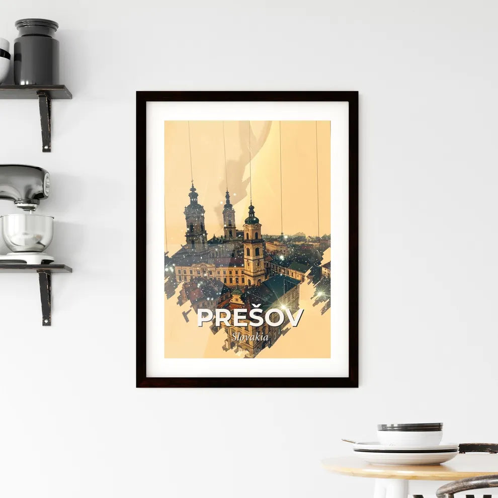 Prešov Skyline Art: Double Exposure Cityscape Delight Framed Print