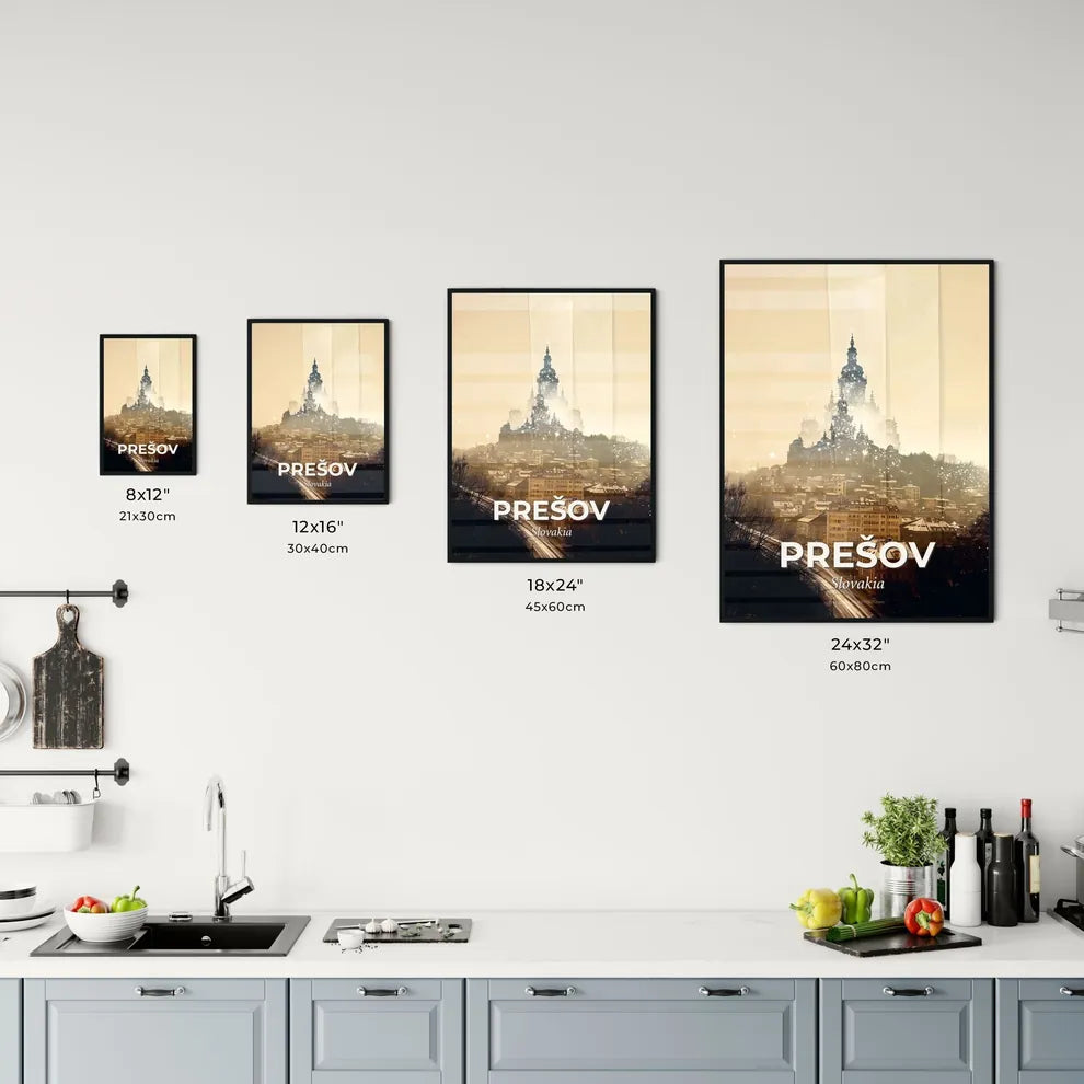 PreÅ¡ov City Skyline Poster with Sparkling Architecture Office Art