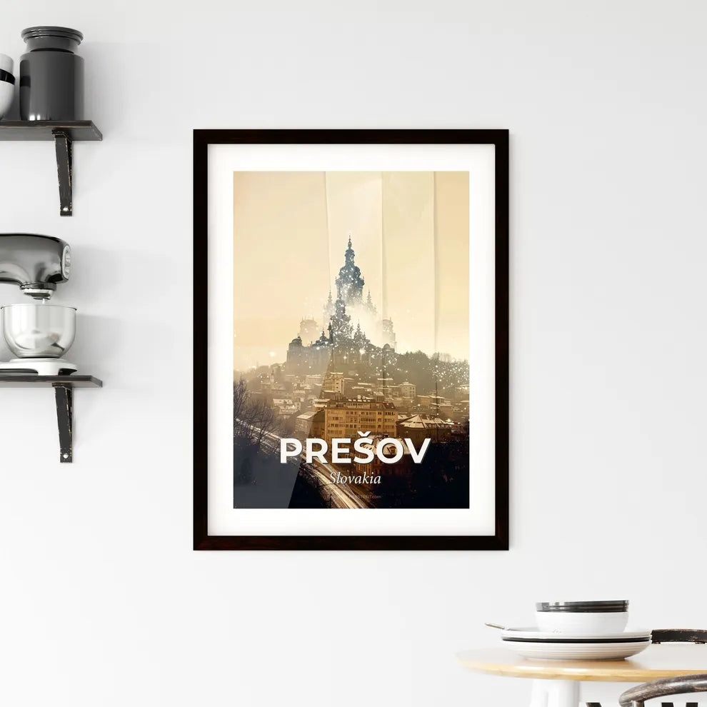 PreÅ¡ov City Skyline Poster with Sparkling Architecture Framed Print