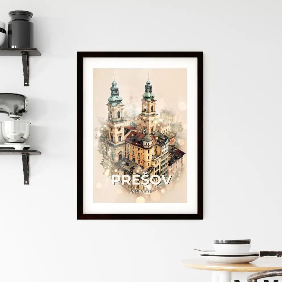 Prešov Cityscape Art Poster: Modern and Local Framed Print