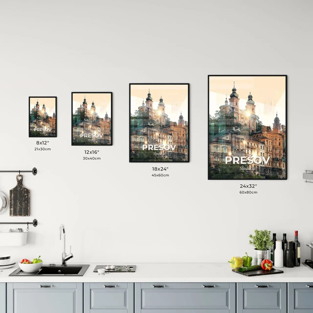 Prešov Skyline in Double Exposure Composite Art Office Art