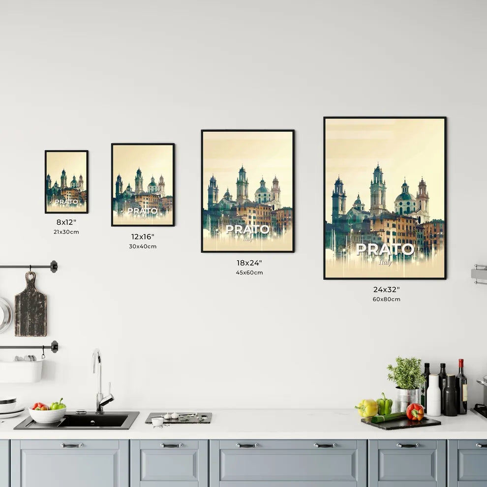Prato City Skyline Silhouette Landmarks Poster Art Office Art