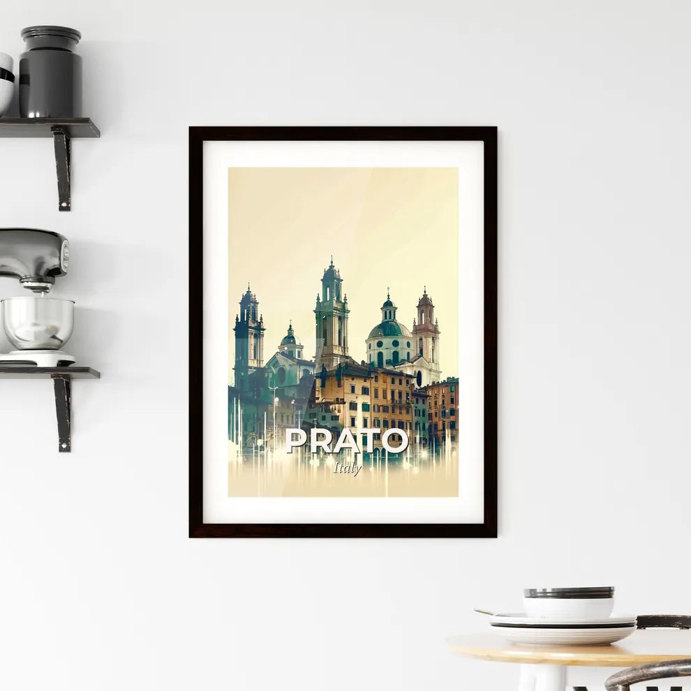Prato City Skyline Silhouette Landmarks Poster Art Framed Print