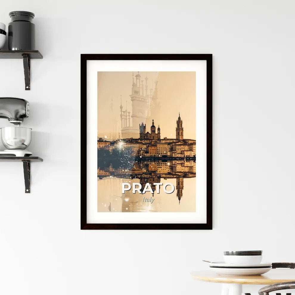 Prato City Skyline Double Exposure Art Poster Framed Print