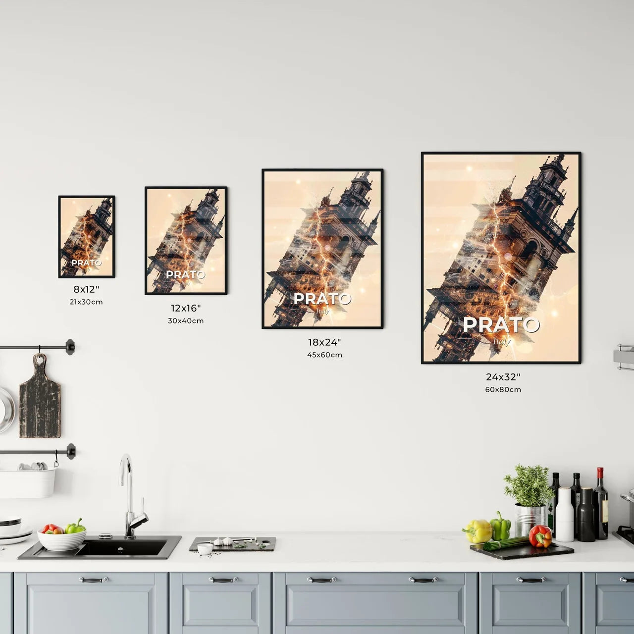 Prato Skyline Composite Architectural Art Bright Beige Office Art