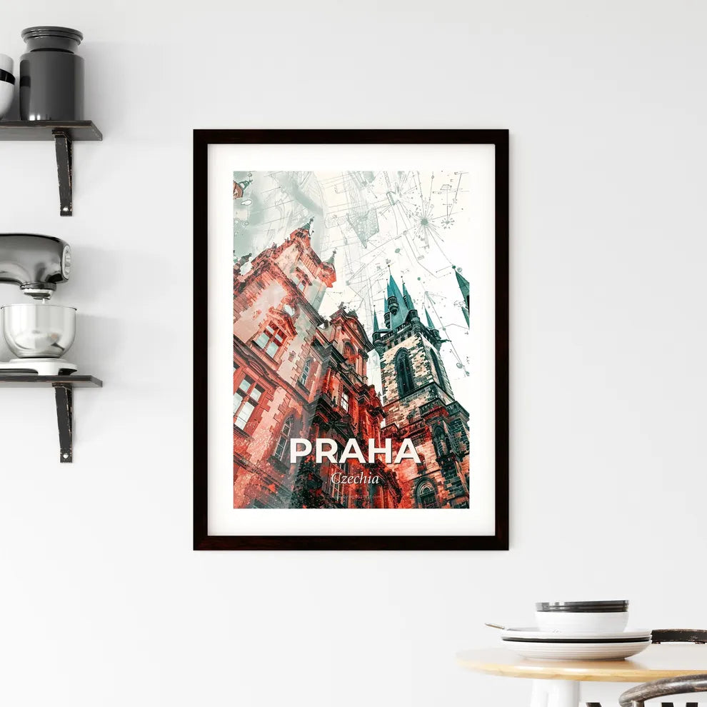 Prague Czechia Double Exposure Bright Poster Framed Print