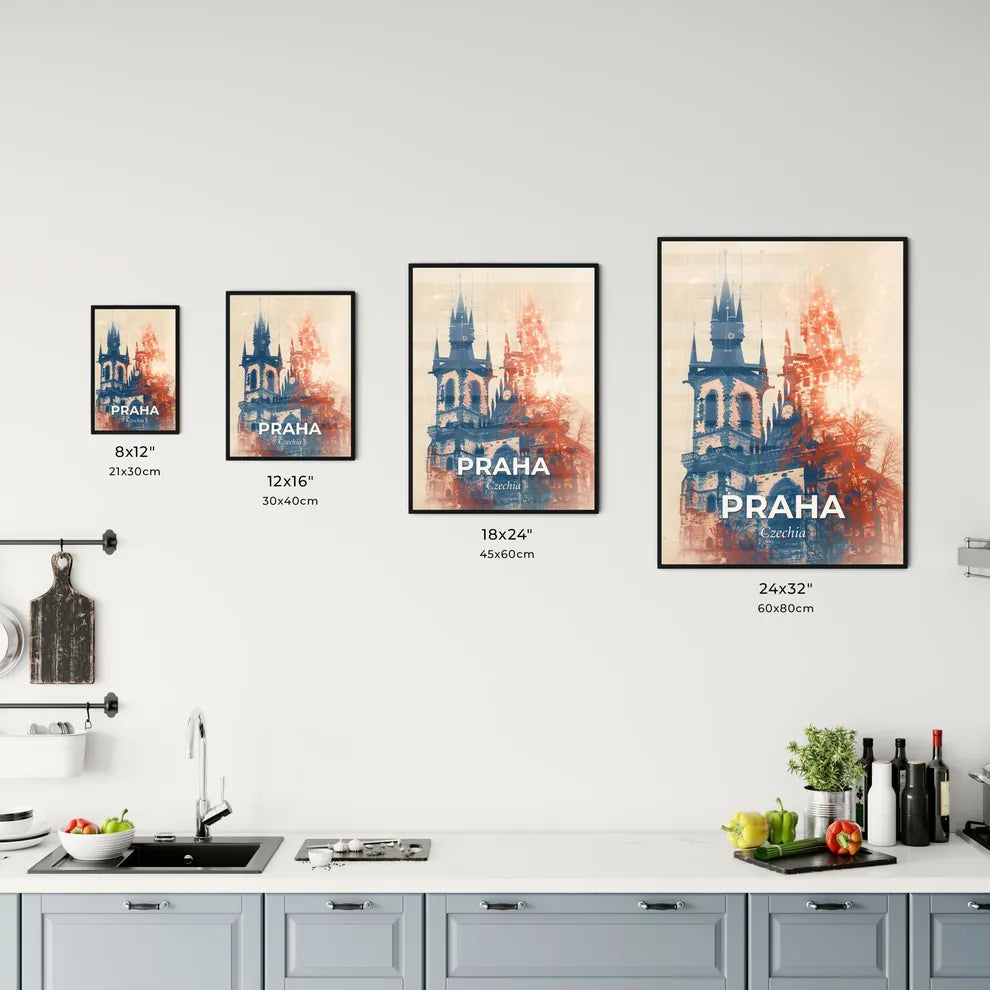 Prague Skyline Double Exposure Beige Art Office Art