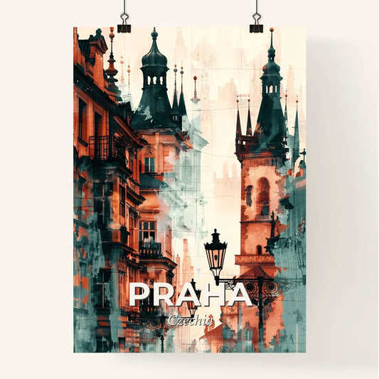 Prague Architectural Skyline Cityscape Art Poster Poster