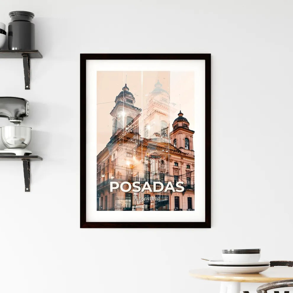 Posadas City Skyline Double Exposure Poster Framed Print