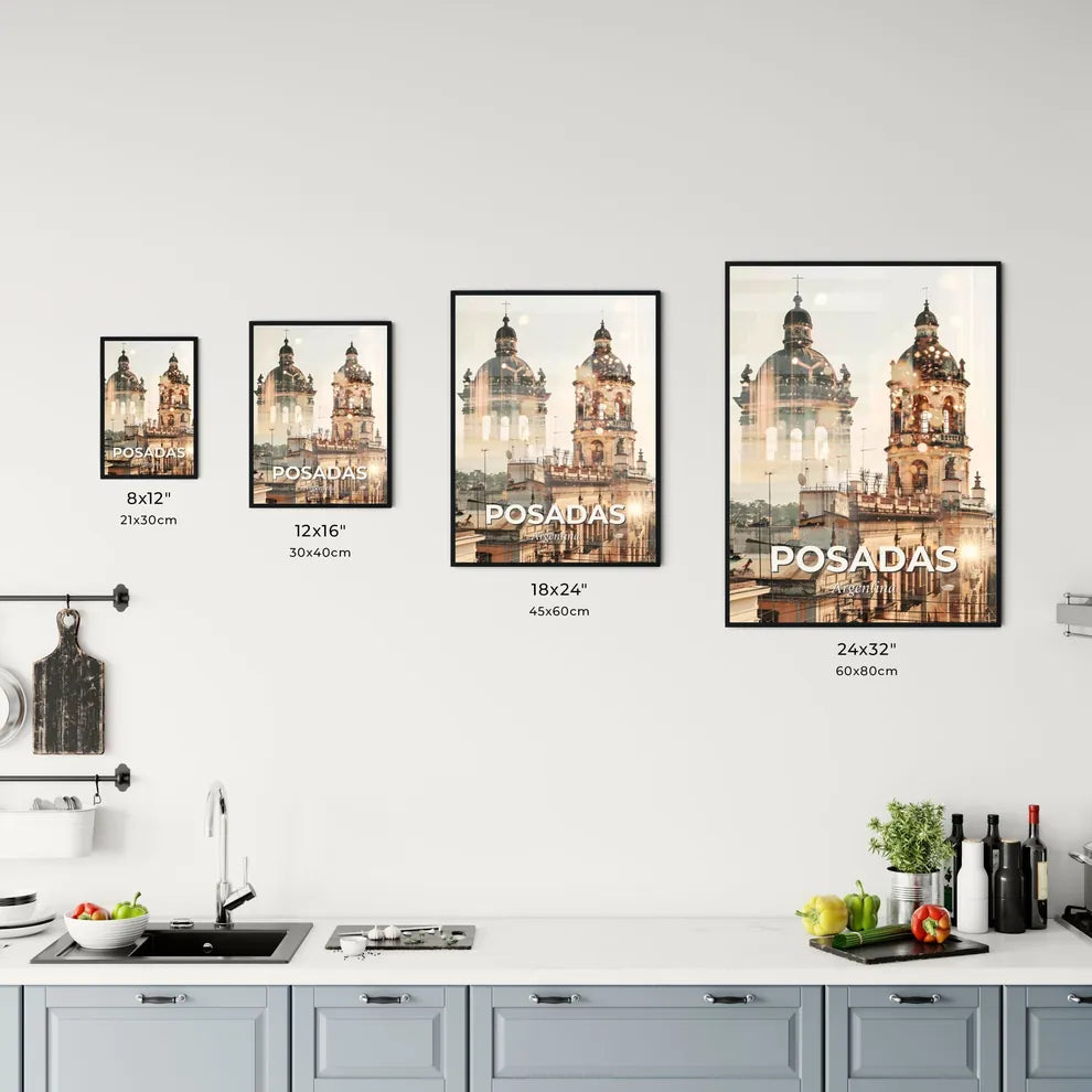 Posadas Skyline Art: City Icons in Radiant Beige Office Art