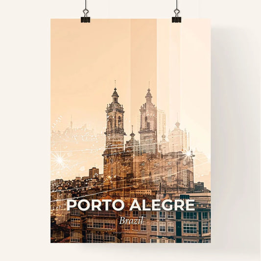 Porto Alegre City Skyline Double Exposure Wall Art Poster