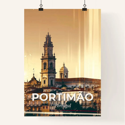 Portimao City Skyline Icons Double Exposure Art Poster