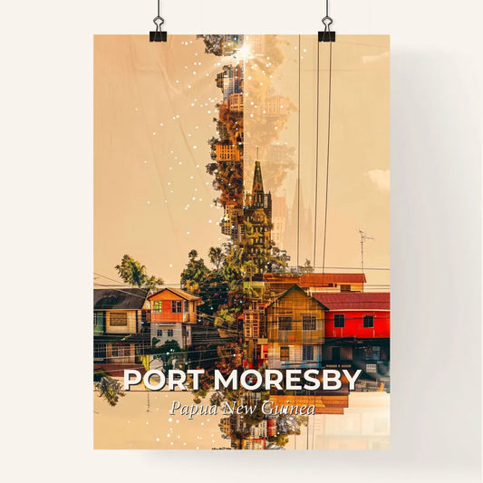 Port Moresby Skyline Poster Art with Local Architecture Poster