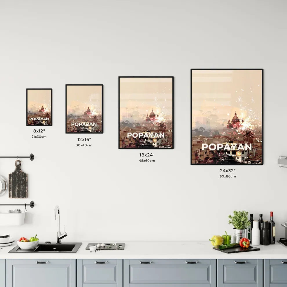 Popayan: CityLights Skyline Art Poster Office Art