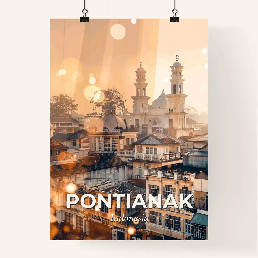 Pontianak Skyline Composite Art Cityscape Bright Poster