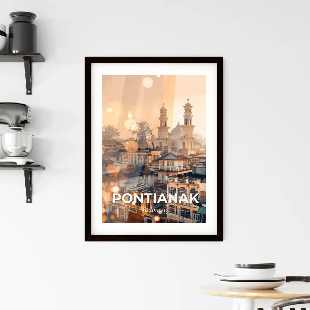 Pontianak Skyline Composite Art Cityscape Bright Framed Print