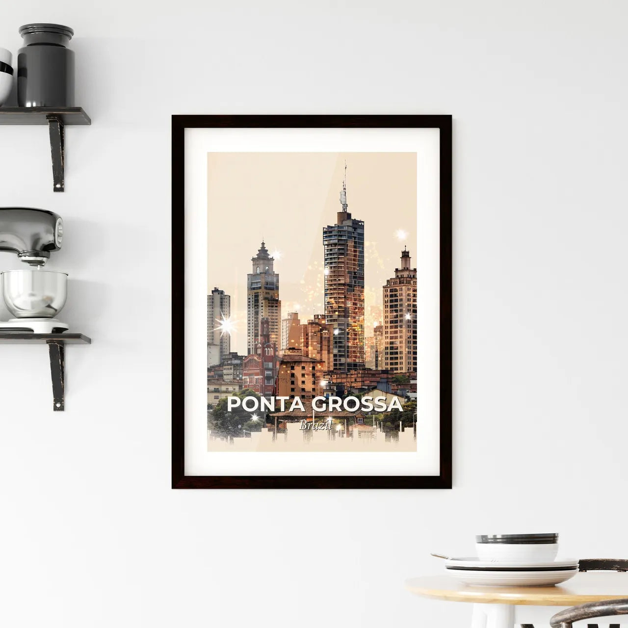 Ponta Grossa Cityscape Double Exposure Symphony Framed Print