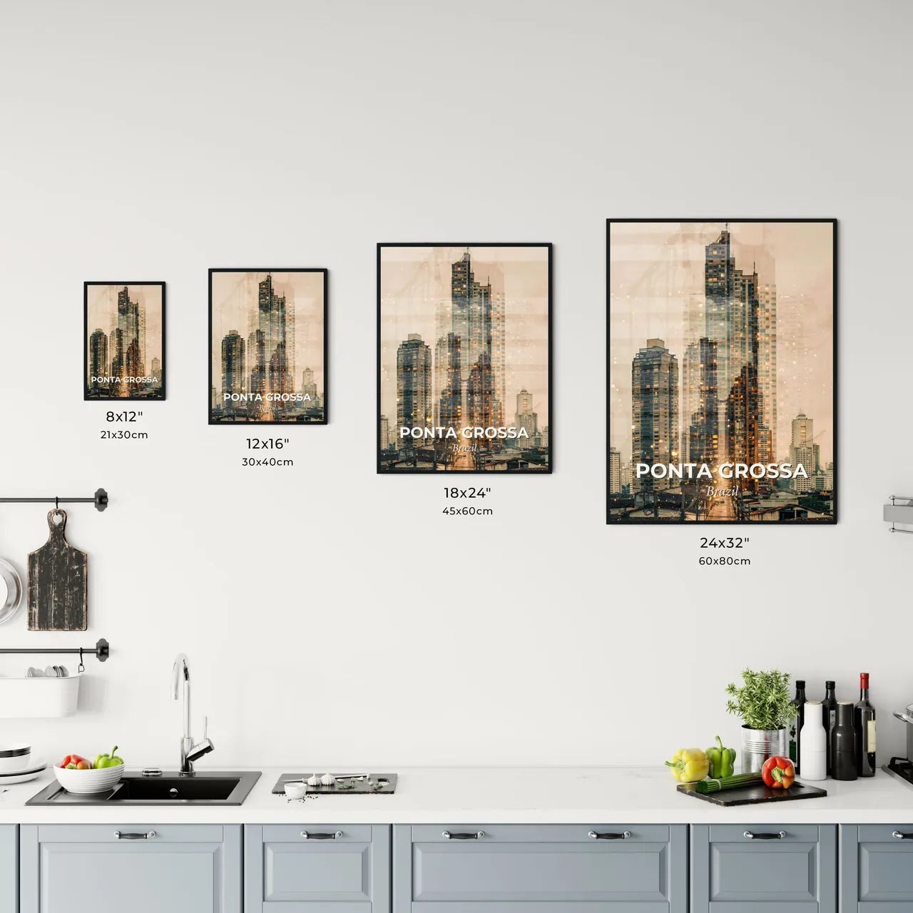 Ponta Grossa Skyline Composite City Poster Design Office Art