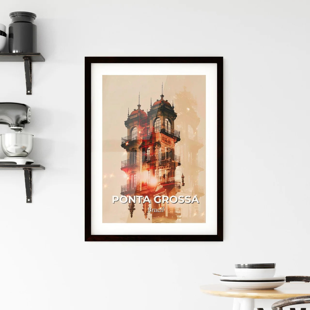 Ponta Grossa City Skyline Bright Composite Poster Framed Print