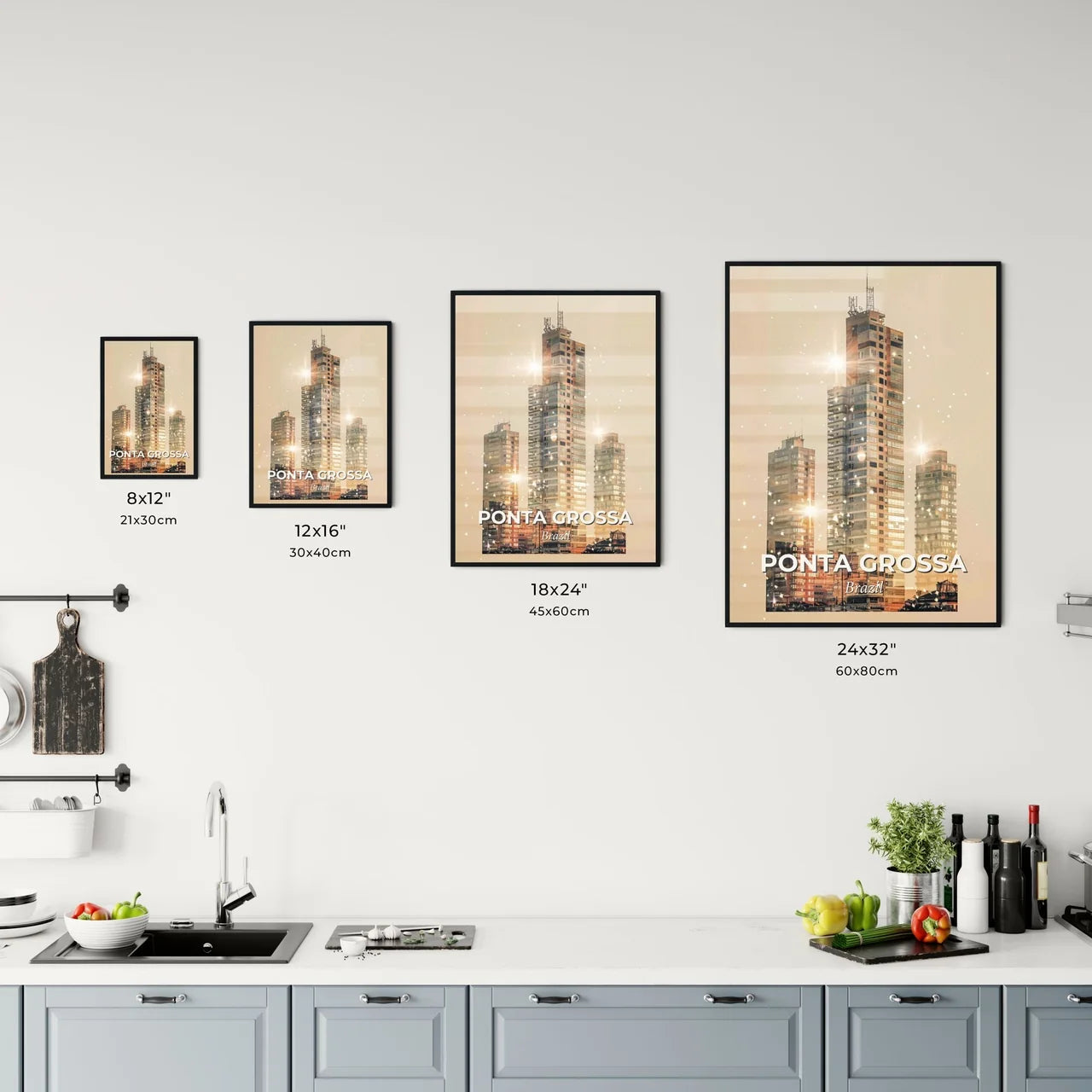 Ponta Grossa Skyline Double Exposure Composite Art Office Art