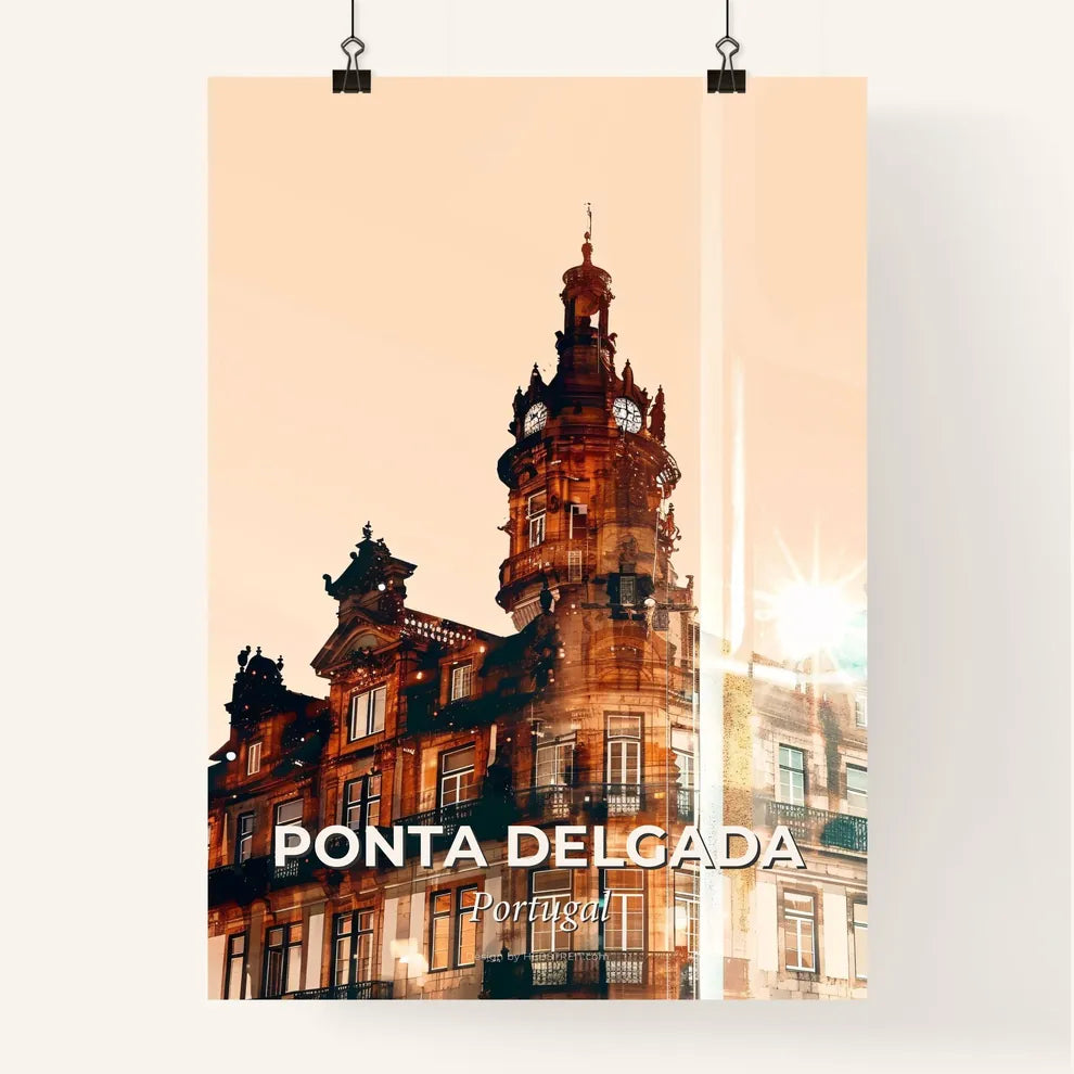 Ponta Delgada Skyline Double Exposure Dreamy Art Poster