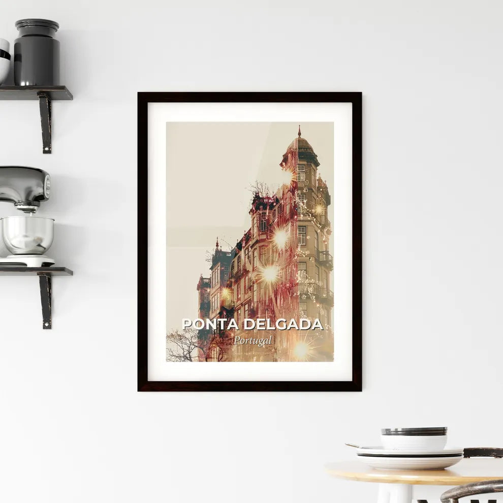 Ponta Delgada Double Exposure Cityscape Silhouette Art Framed Print