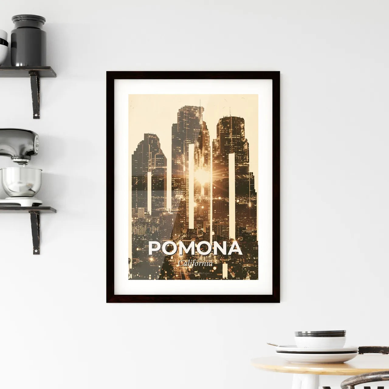 Pomona Skyline Architectural Canvas Framed Print