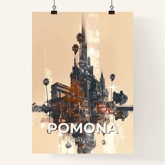 Pomona City Icons Glimmering Skyline Art Poster